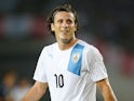 Diego Forlan of Uruguay smiles during the international friendly match between Japan and Uruguay at Miyagi Stadium on August 14, 2013