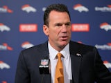 Head Coach Gary Kubiak of the Denver Broncos addresses the media during his introduction press conference at Dove Valley on January 20, 2015