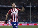 Saul Niguez celebrates scoring during the La Liga game between Atletico Madrid and Real Sociedad on March 1, 2016