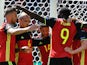 Belgium players celebrate Romelu Lukaku's second during the Euro 2016 Group E match against Republic of Ireland on July 18, 2016