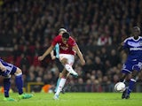 Marcus Rashford has a shot at goal during the Europa League game between Manchester United and Anderlecht on April 20, 2017