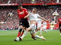 Chris Smalling and Diogo Jota in action during the Premier League game between Manchester United and Wolverhampton Wanderers on September 22, 2018