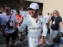 Lewis Hamilton gives thumbs up after securing pole at the Abu Dhabi Grand Prix on November 25, 2018