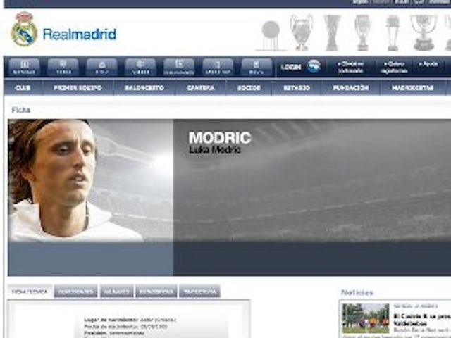 Madrid create Modric profile page