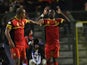 Christian Benteke celebrates scoring for Belgium