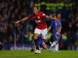 Javier Hernandez celebrates scoring United's third