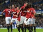 Robin van Persie celebrates scoring for United