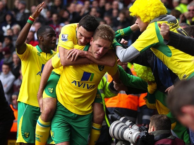 Michael Turner celebrates equalising for Norwich