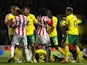 Norwich and Stoke players in a bust-up