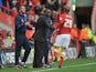 Rob Hulse celebrates with Chris Powell after scoring Charlton's first