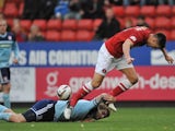 Jonny Jackson is tripped by Middlesbrough's Jonathan Woodgate