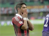 Pato reacts after failing to score a penalty for AC Milan