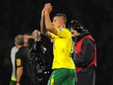 Norwich scorer Anthony Pilkington applauds after the final whistle on November 17, 2012
