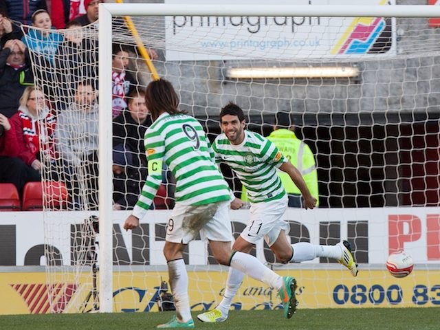 Lassad celebrates scoring for Celtic on November 17, 2012