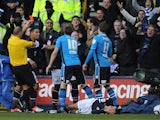 Leeds United's Luke Varney is shown the red card by Mark Halsey on November 18, 2012
