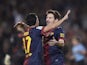Lionel Messi celebrates after scoring against Zaragoza on November 17, 2012