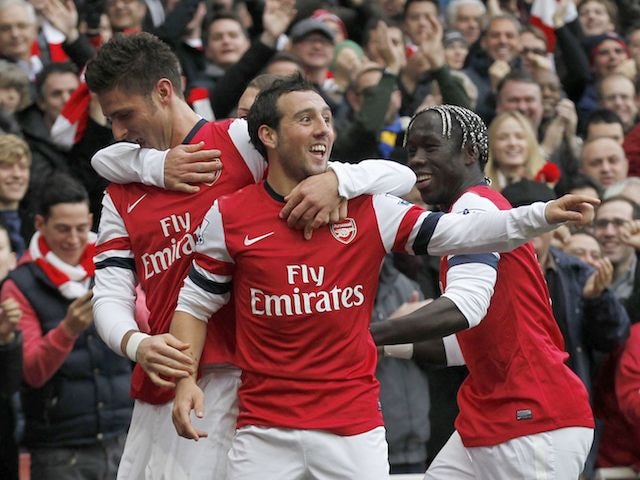 Santi Cazorla celebrates scoring for Arsenal on November 17, 2012