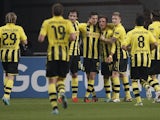 An assortment of Borussia Dortmund players celebrating on November 21, 2012