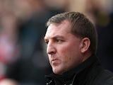 Liverpool manager Brendan Rodgers at kickoff in the match against Swansea City on November 25, 2012