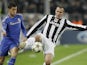 Chelsea's Eden Hazard and Juventus' Giorgio Chiellini battle for possession on November 20, 2012