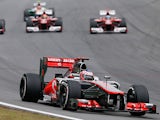Jenson Button leads the race at Interlagos on November 25, 2012
