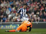 West Brom striker Shane Long steals the ball to make it 2-0 versus Sunderland on November 24, 2012