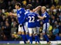 Everton's players congratulate Steven Naismith following his goal against Norwich on November 24, 2012