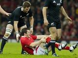 Wales's Aaron Jarvis sustains a knee injury against New Zealand on November 24, 2012