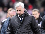 Newcastle United manager Alan Pardew shows his disappointment after losing against Stoke City on November 28, 2012