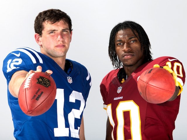 RG3 celebrates Luck rivaly
