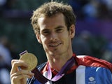 Team GB's Andy Murray celebrates his Mens Singles gold at London 2012 on August 5, 2012