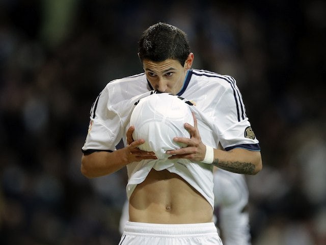 Angel Di Maria celebrates scoring for Real Madrid on November 27, 2012