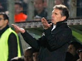 Nice coach Claude Puel gestures to his players on the touchline on December 1, 2012
