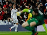 Real Madrid's Cristiano Ronaldo celebrates after scoring the opener for his team on December 1, 2012