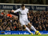 Gareth Bale scores Tottenham's second goal on November 28, 2012