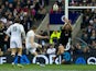 Owen Farrell scores a drop goal for England against New Zealand on December 1, 2012