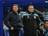 Queens Park Rangers manager Harry Redknapp and Aston Villa manager Paul Lambert stand together on the touchline on December 1, 2012