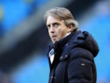 Manchester City manager Roberto Mancini on the touchline during the match against Everton on December 1, 2012