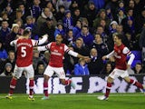 Theo Walcott scores for Arsenal on November 28, 2012