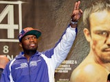 50 Cent at the weigh-in for the fight between Manny Pacquiao and Juan Manuel Marquez on December 7, 2012