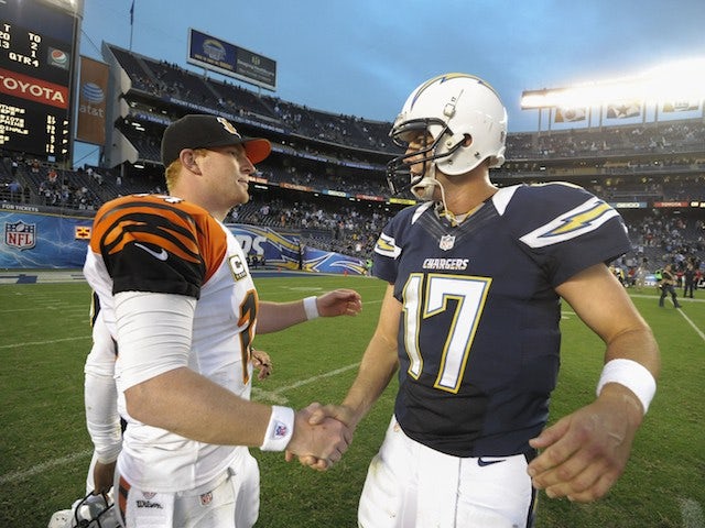 Andy Dalton and Philip Rivers shake hands on December 2, 2012