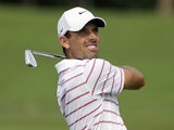 Charl Schwartzel takes a shot from the fairway in the final round of the Thailand Golf Championships on December 9, 2012