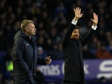 Everton manager David Moyes and Tottenham manager Andre Villas-Boas on the touchline on December 9, 2012