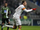 Galatasaray's Burak Yilmaz scores against Braga on December 5, 2012