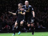 Joe Cole is congratulated by Jonjo Shelvey after his goal against West Ham on December 9, 2012
