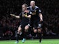 Joe Cole is congratulated by Jonjo Shelvey after his goal against West Ham on December 9, 2012