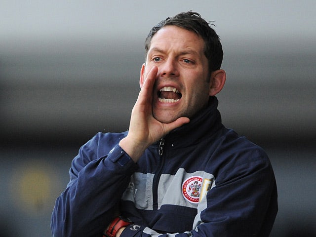 Accrington Stanley manager Leam Richardson on the touchline in the match against Burton Albion on December 9, 2012