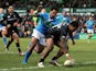 Leicester Tigers' Manu Tuilagi scores a try against Benetton Treviso on December 9, 2012