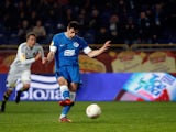 FC Dnipro Dnipropetrovsk's Nikola Kalinic scores the opener against AIK on December 6, 2012