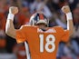 Peyton Manning of the Denver Broncos celebrates on December 2, 2012
